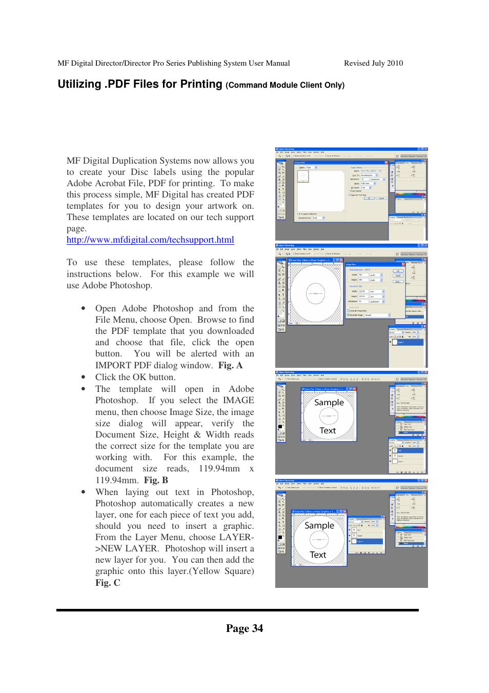 Page 34, Utilizing .pdf files for printing | MF Digital DIRECTOR PRO Series User Manual | Page 34 / 69