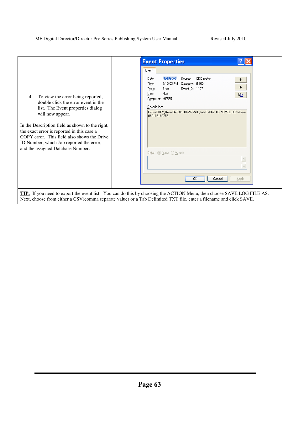 Page 63 | MF Digital DIRECTOR PRO Series User Manual | Page 63 / 69