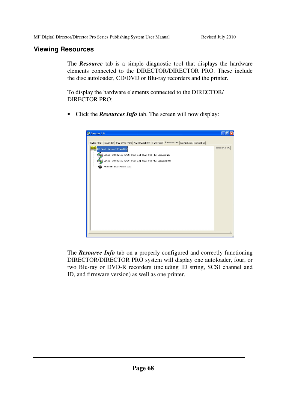 Page 68, Viewing resources | MF Digital DIRECTOR PRO Series User Manual | Page 68 / 69