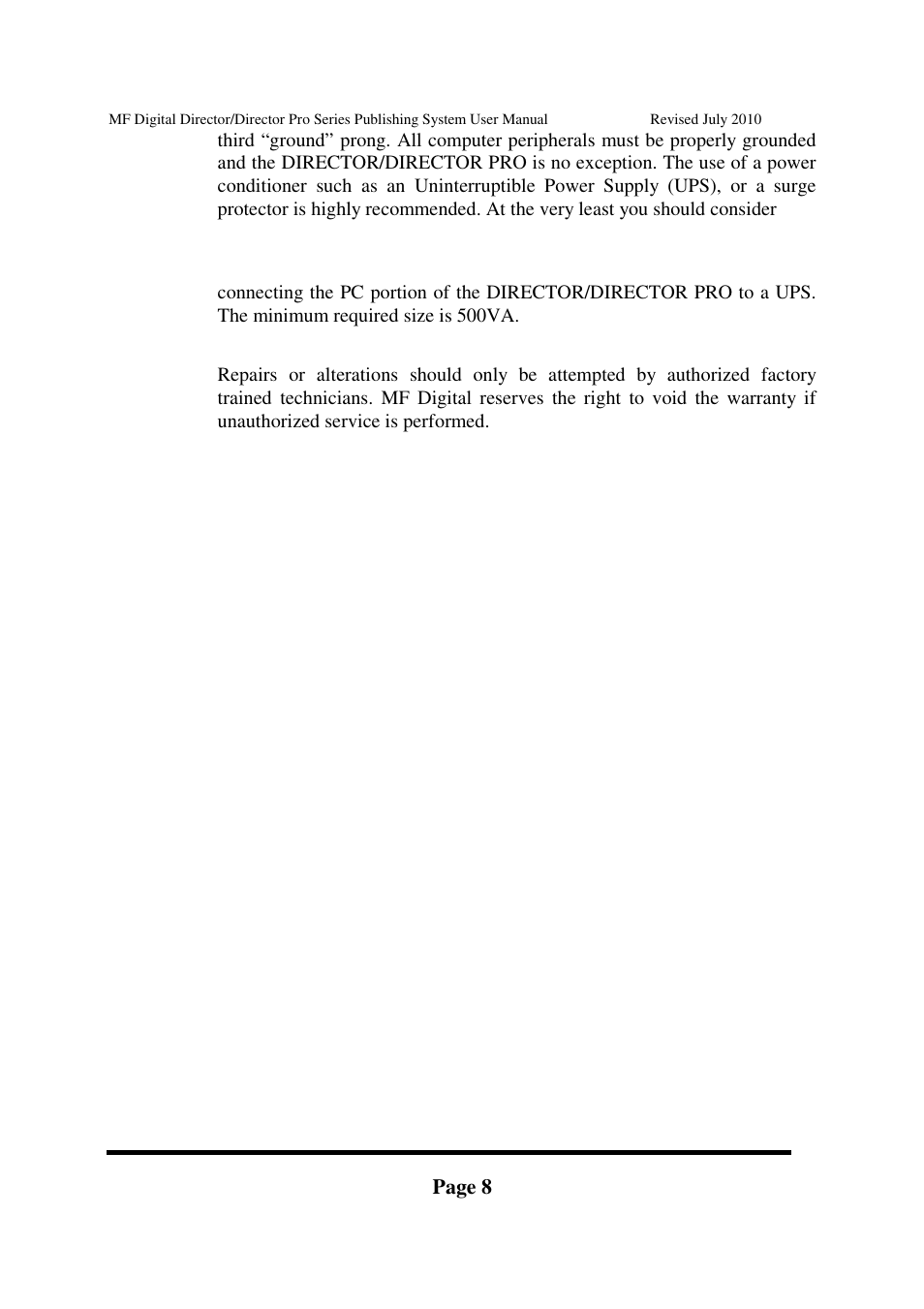 MF Digital DIRECTOR PRO Series User Manual | Page 8 / 69