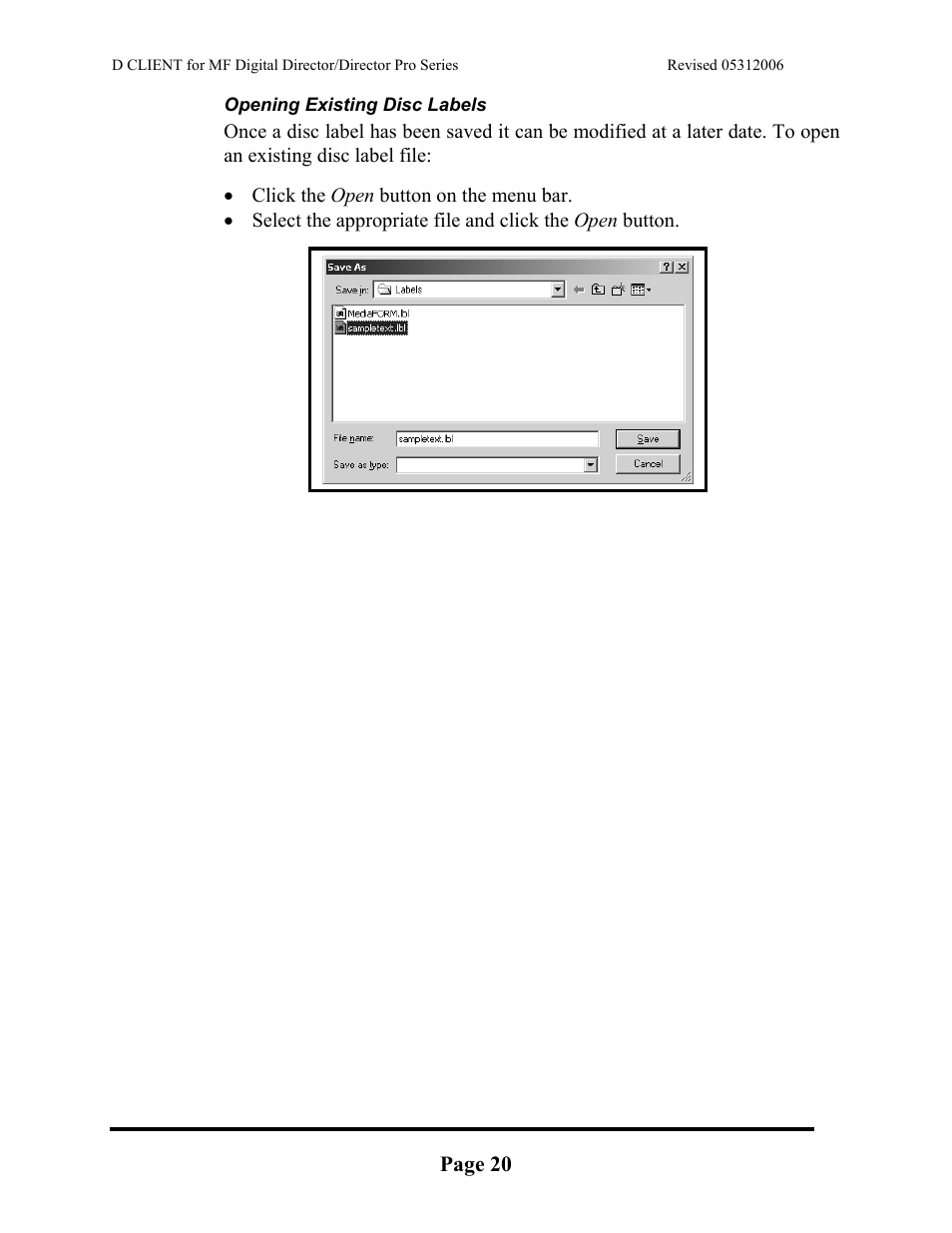 Page 20 | MF Digital DIRECTOR PRO Series D CLIENT User Manual | Page 20 / 32