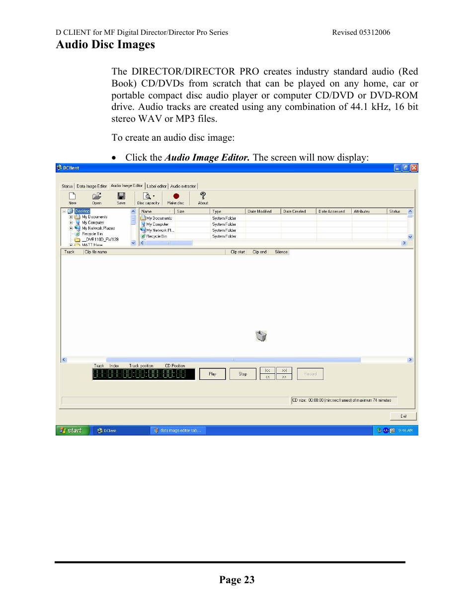 Audio disc images, Page 23 | MF Digital DIRECTOR PRO Series D CLIENT User Manual | Page 23 / 32