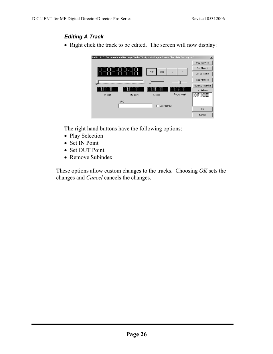 MF Digital DIRECTOR PRO Series D CLIENT User Manual | Page 26 / 32