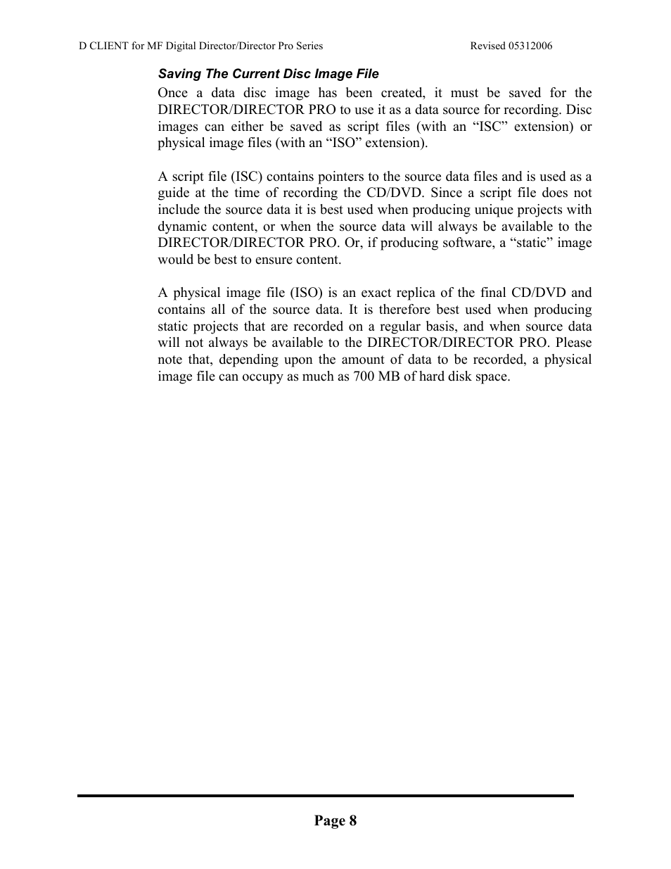 Page 8 | MF Digital DIRECTOR PRO Series D CLIENT User Manual | Page 8 / 32