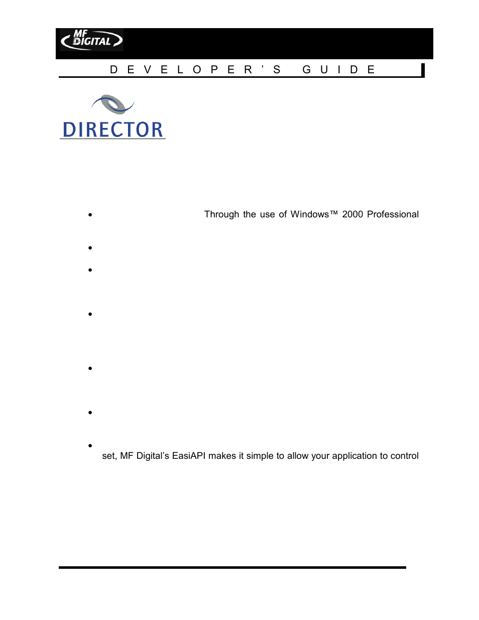 Page 6 | MF Digital DIRECTOR Developers Guide User Manual | Page 6 / 22