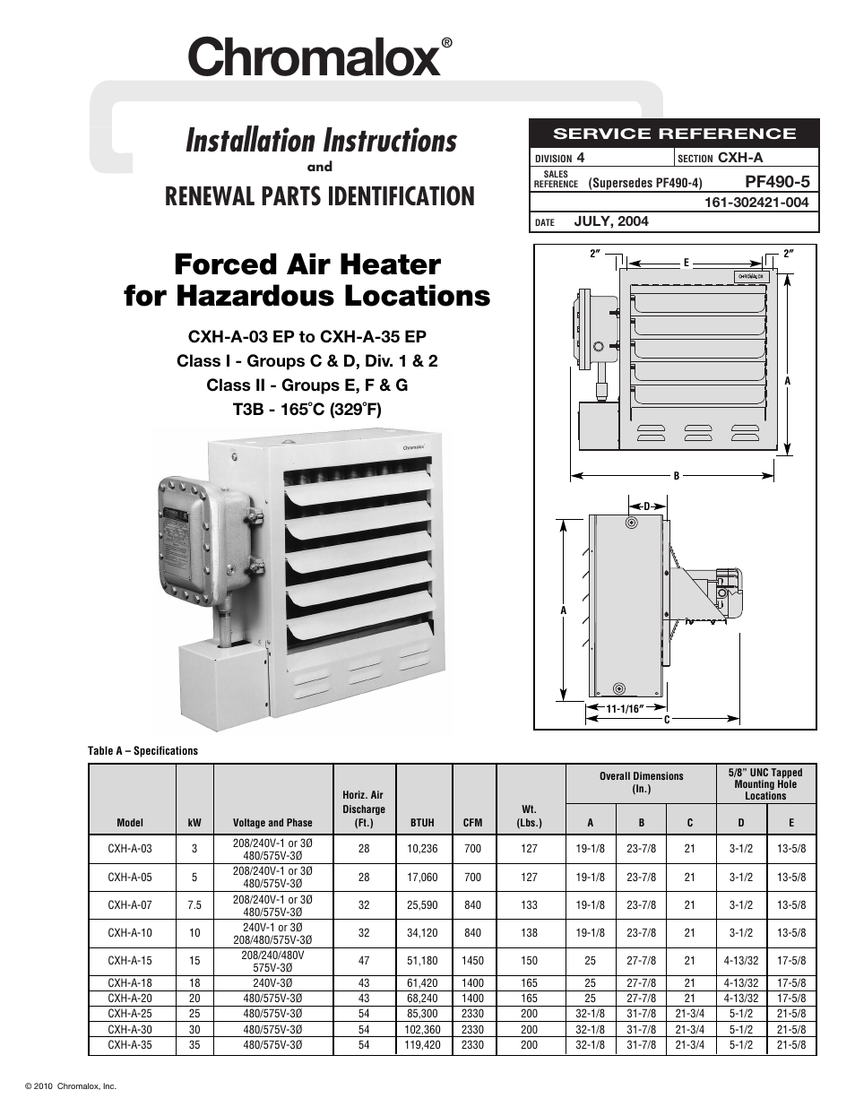 Chromalox PF490-5 User Manual | 12 pages