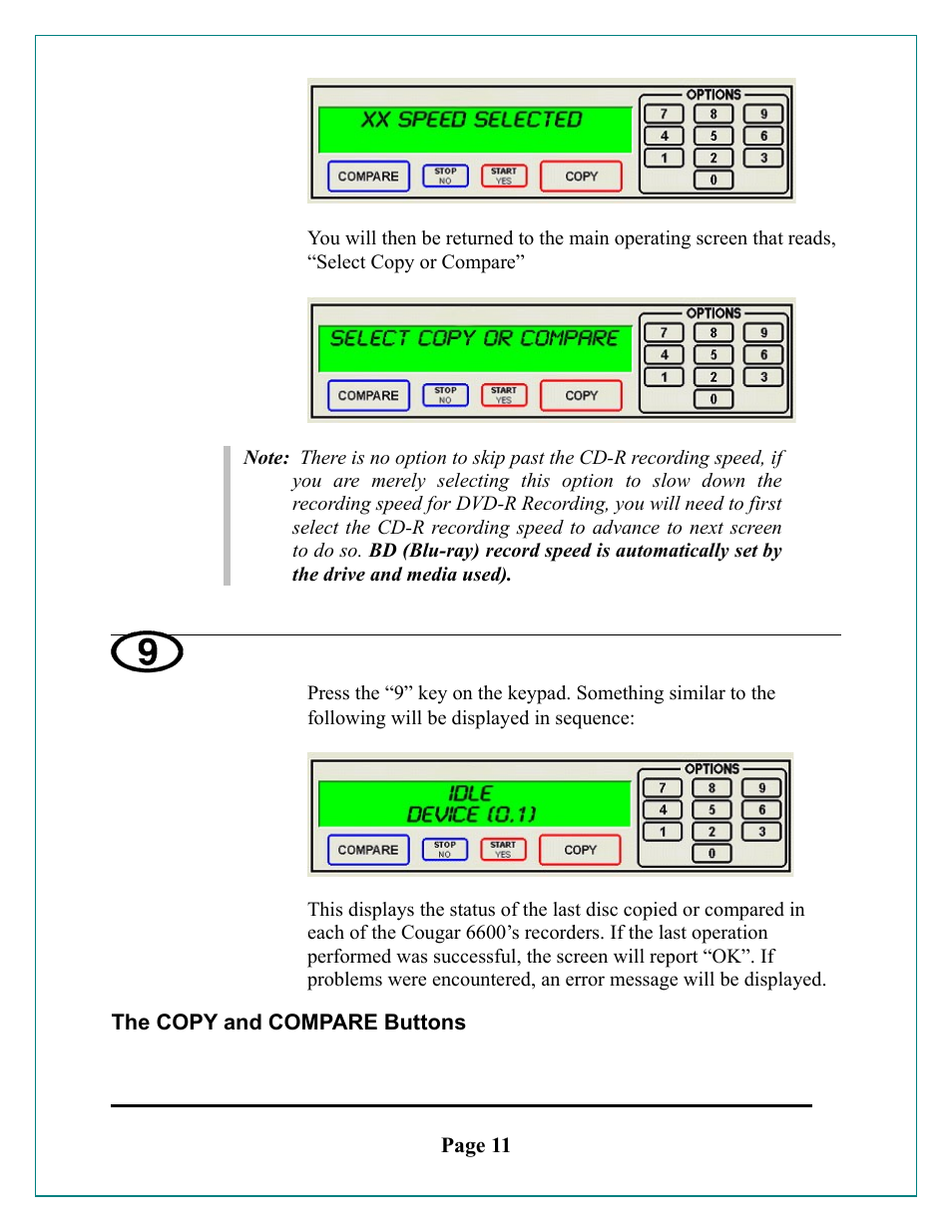 The copy and compare buttons | MF Digital Cougar 6600 Manual User Manual | Page 11 / 33