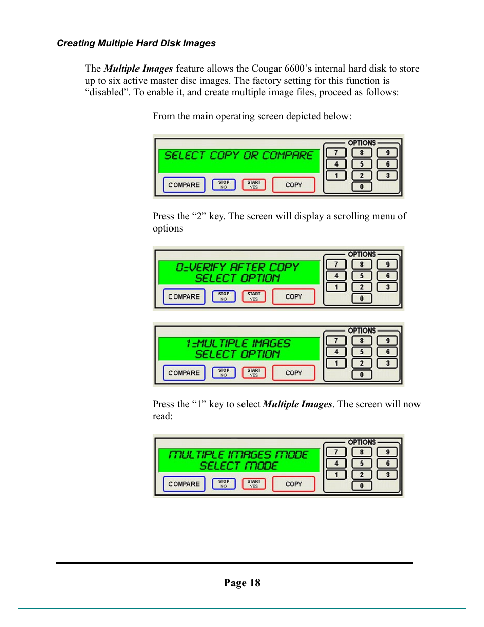 Creating multiple hard disk images, Reating, Ultiple | Mages | MF Digital Cougar 6600 Manual User Manual | Page 18 / 33