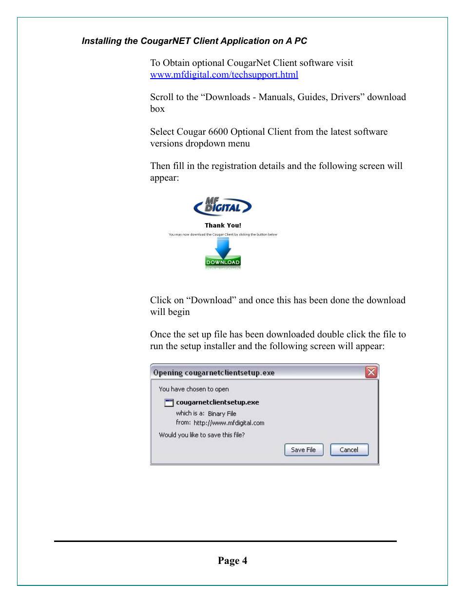 MF Digital Cougar 6600 Client User Manual | Page 4 / 10