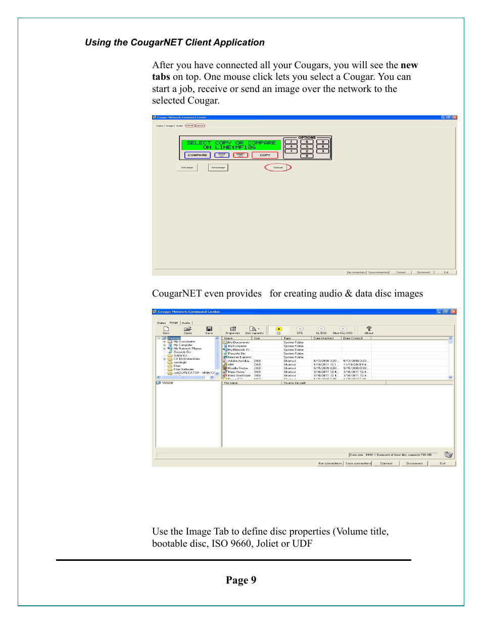Using the cougarnet client application, Page 9 | MF Digital Cougar 6600 Client User Manual | Page 9 / 10
