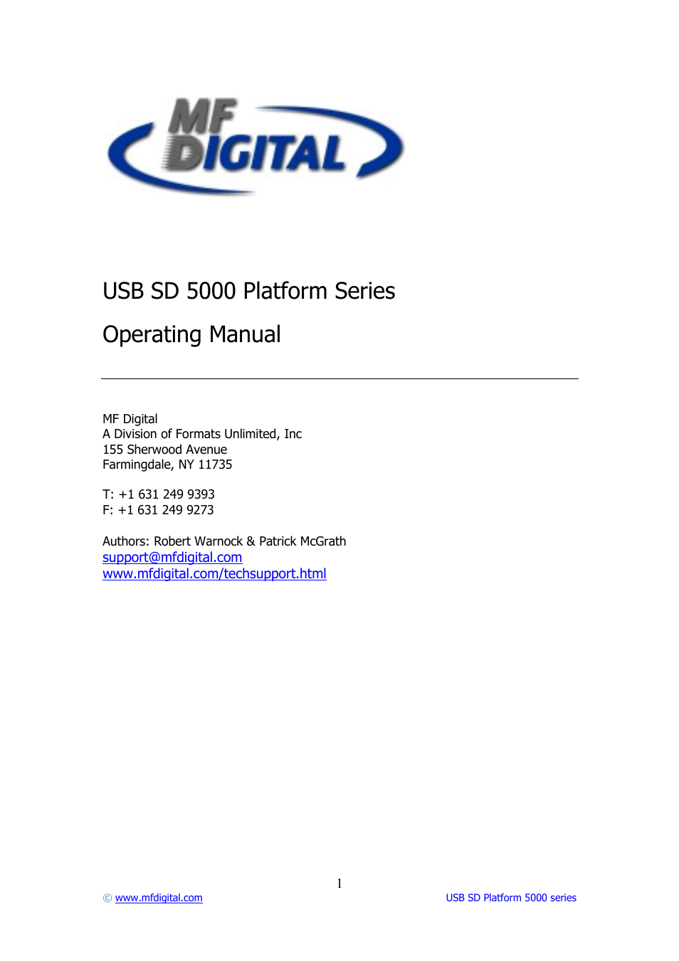 MF Digital USB SD 5000 Platform Series User Manual | 16 pages