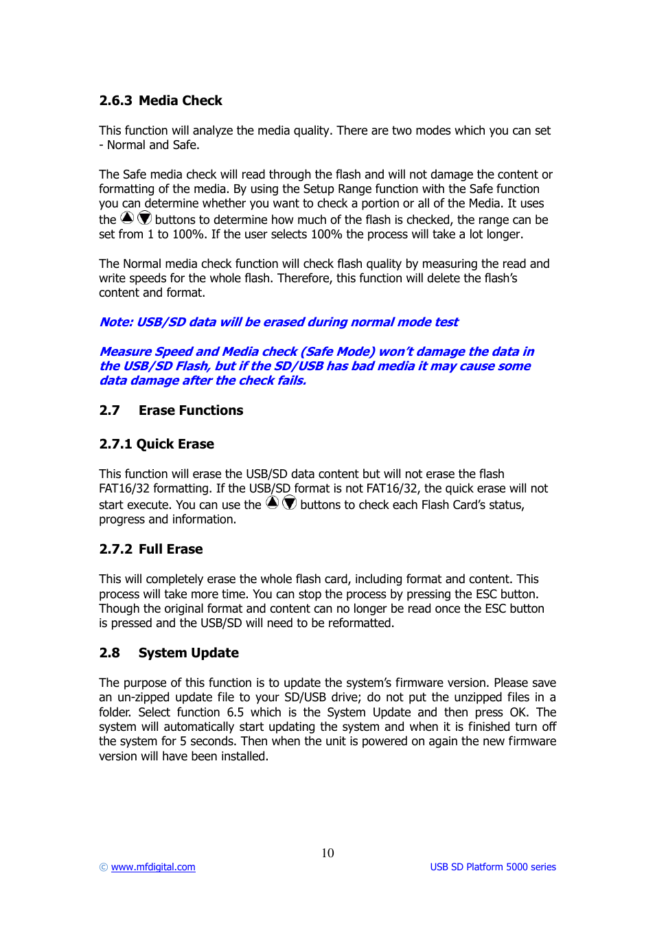 MF Digital USB SD 5000 Platform Series User Manual | Page 10 / 16