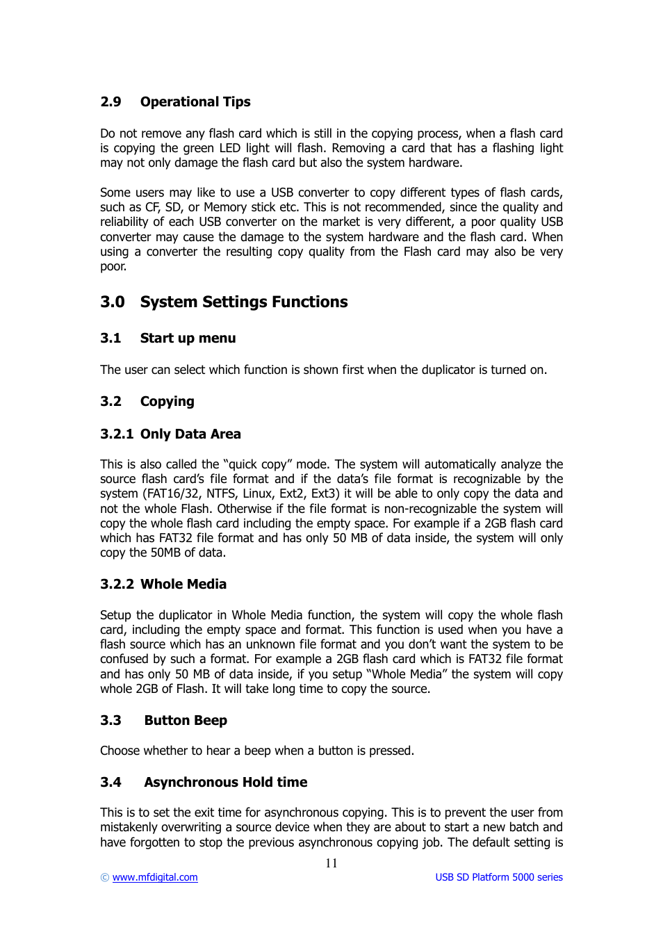 MF Digital USB SD 5000 Platform Series User Manual | Page 11 / 16