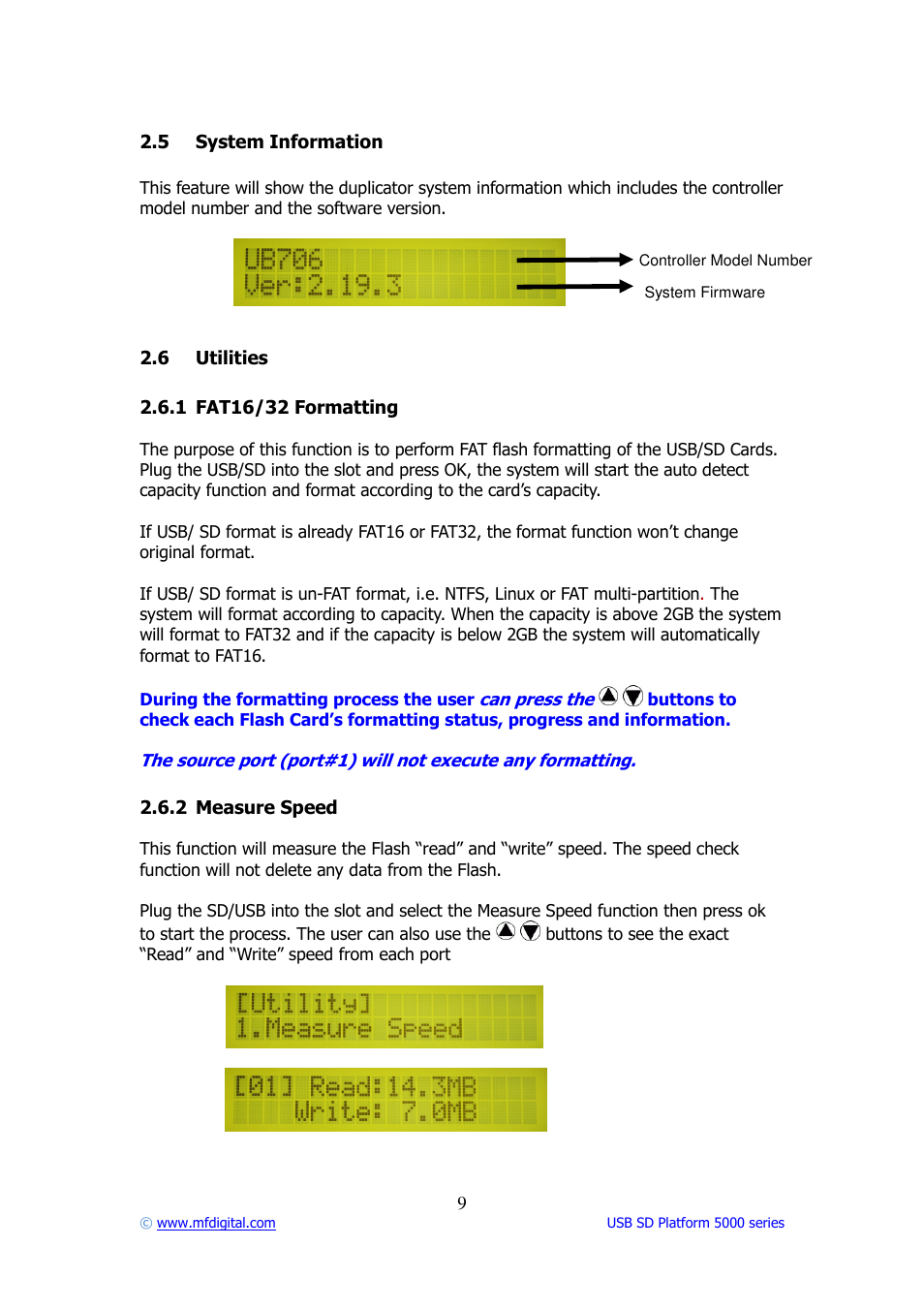 MF Digital USB SD 5000 Platform Series User Manual | Page 9 / 16