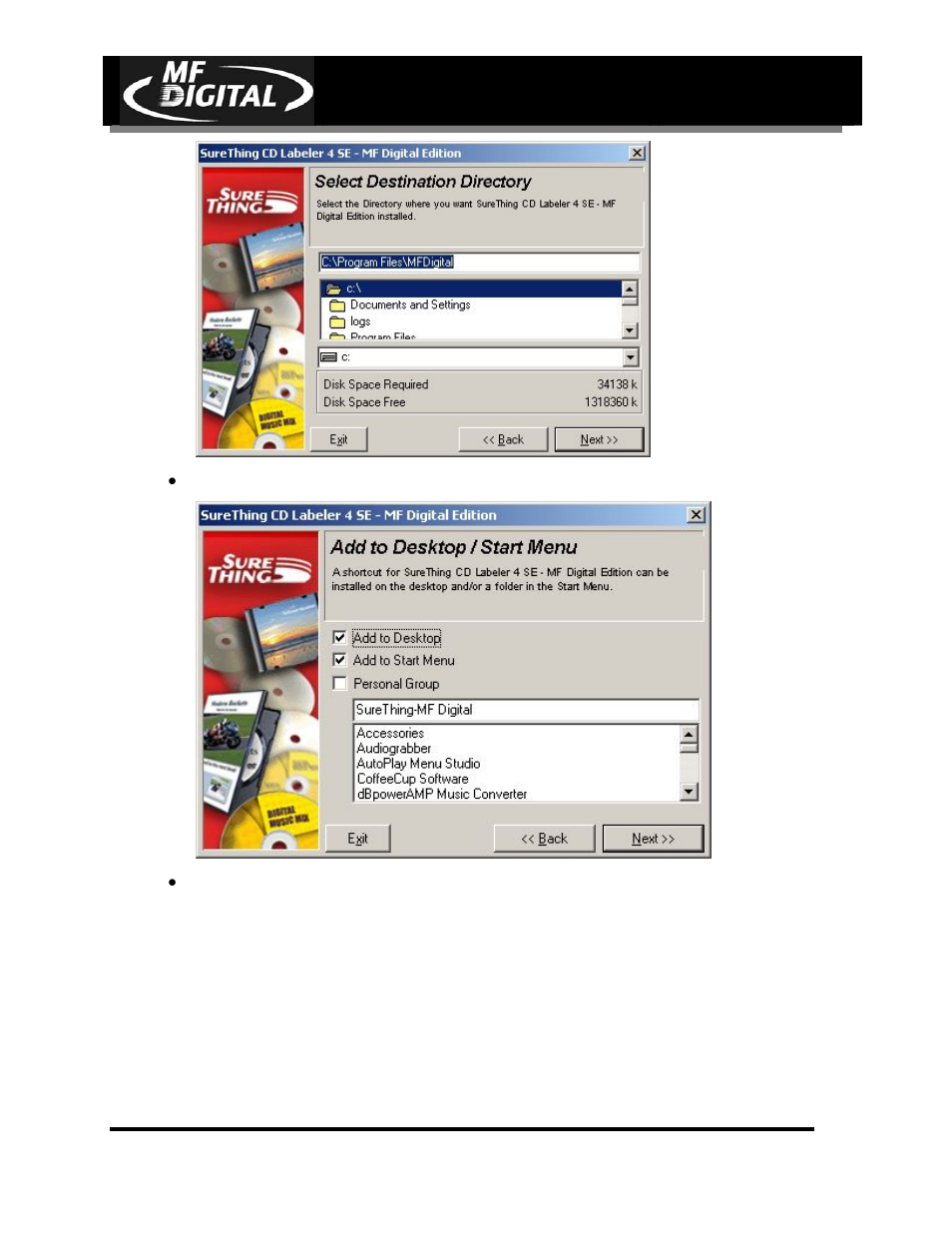 Page 29, Click “next” to add shortcuts, Cd-3706/p | Operator’s guide, Picojet, Pj-6000 operator’s guide | MF Digital PicoJet 6000 CD/DVD User Manual | Page 30 / 36
