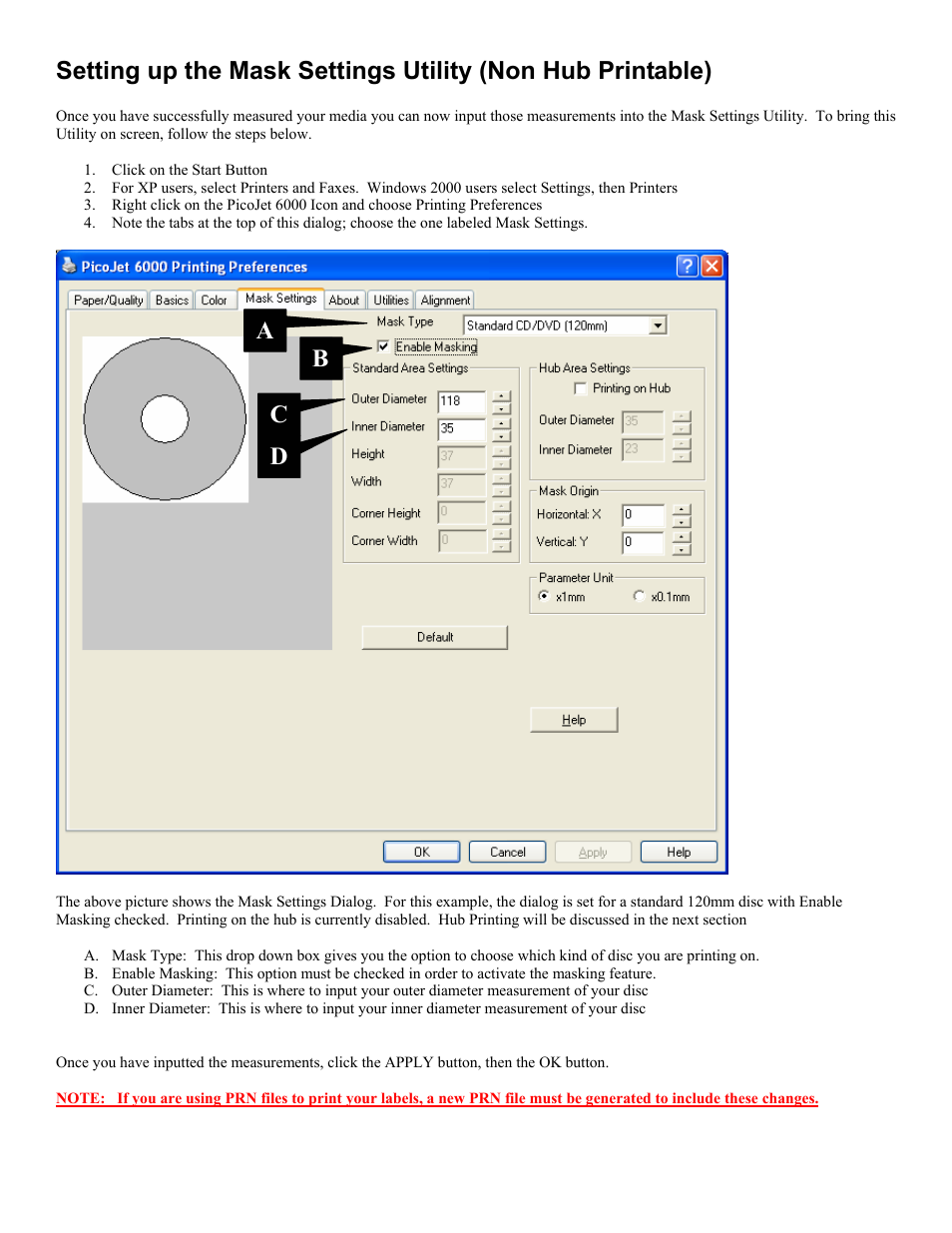 Ba c d | MF Digital PicoJet Mask Setting Guide User Manual | Page 3 / 4