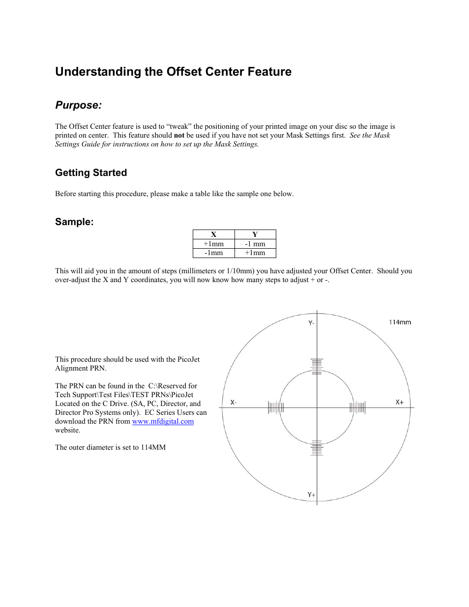 MF Digital PicoJet Offset Guide User Manual | 3 pages