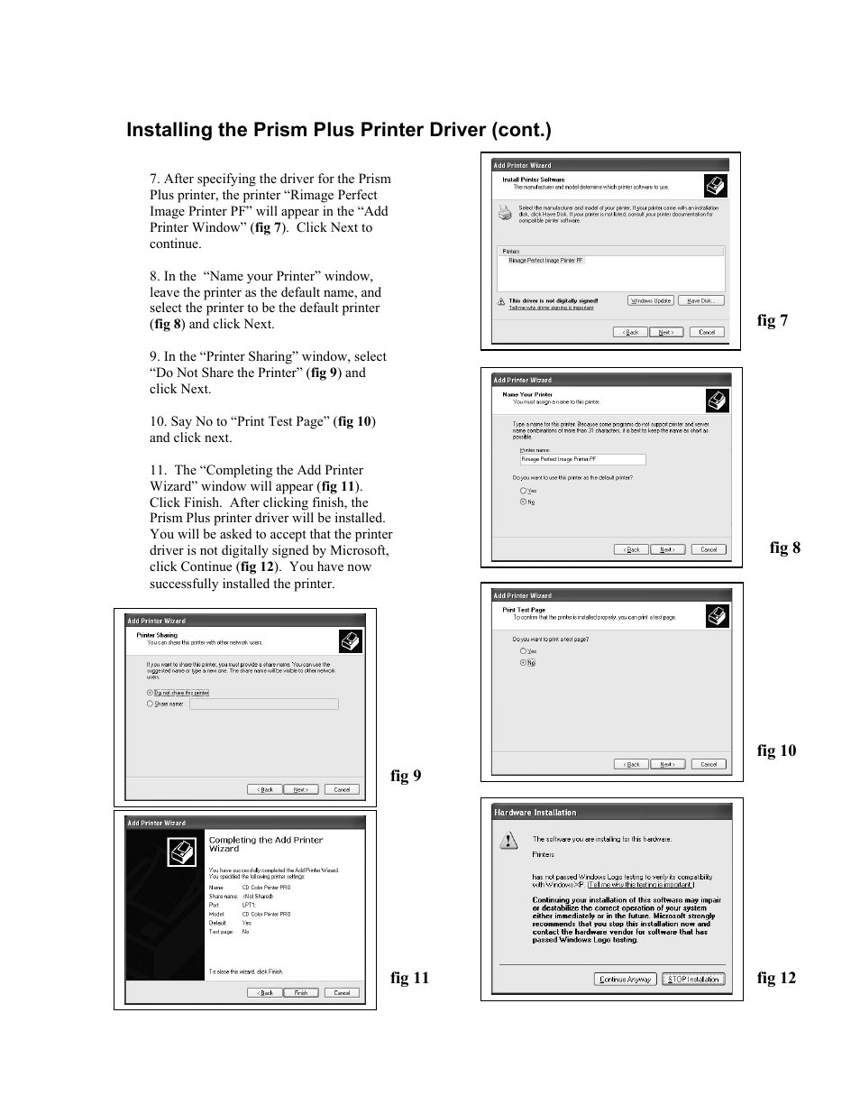 Installing the prism plus printer driver (cont.) | MF Digital Prism Plus CD Designer Setup Guide User Manual | Page 4 / 12