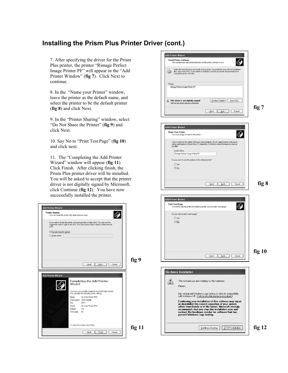 Installing the prism plus printer driver (cont.) | MF Digital Prism Plus SureThing Setup Guide User Manual | Page 4 / 12