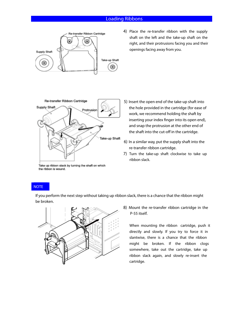 Loading ribbons | MF Digital Teaс P55 SureThing Setup Guide User Manual | Page 17 / 20