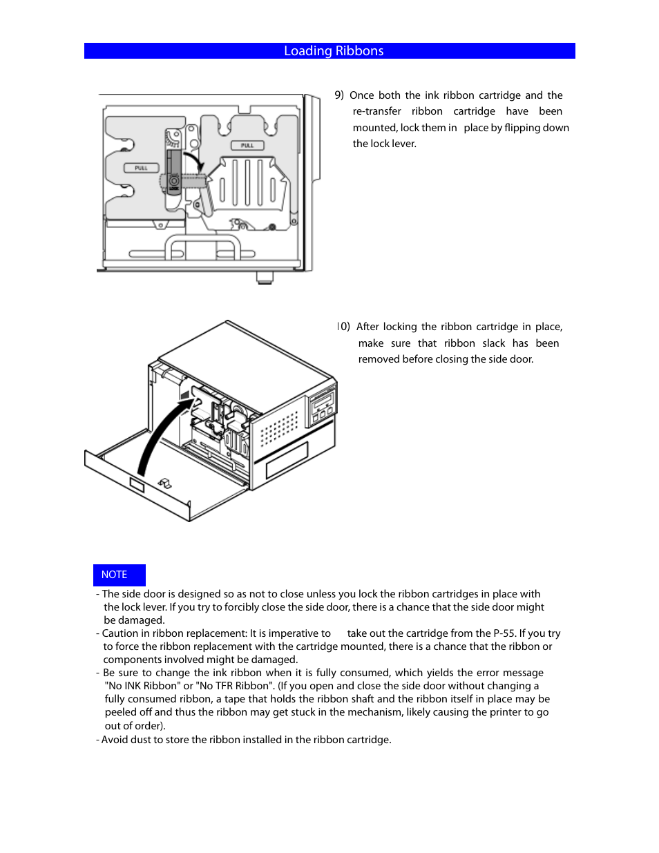 Loading ribbons | MF Digital Teaс P55 SureThing Setup Guide User Manual | Page 18 / 20