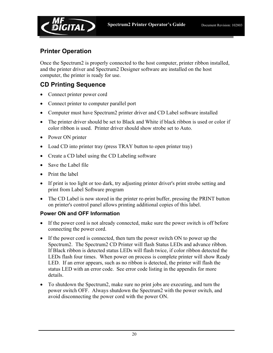 MF Digital Spectrum 2 Thermal User Manual | Page 21 / 77