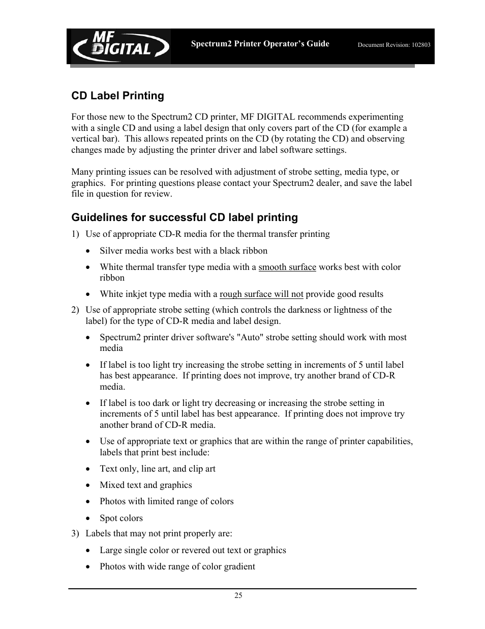 MF Digital Spectrum 2 Thermal User Manual | Page 26 / 77