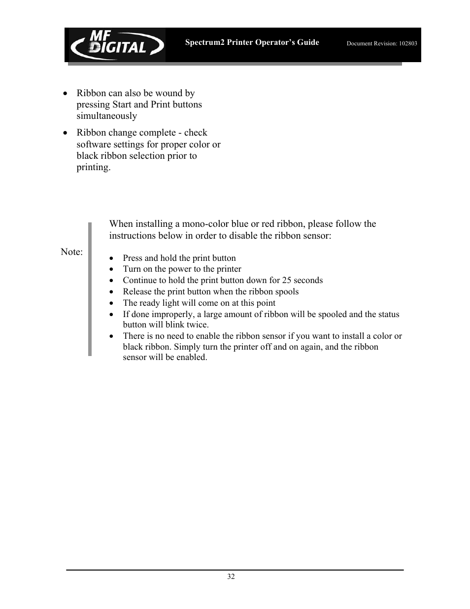 MF Digital Spectrum 2 Thermal User Manual | Page 33 / 77