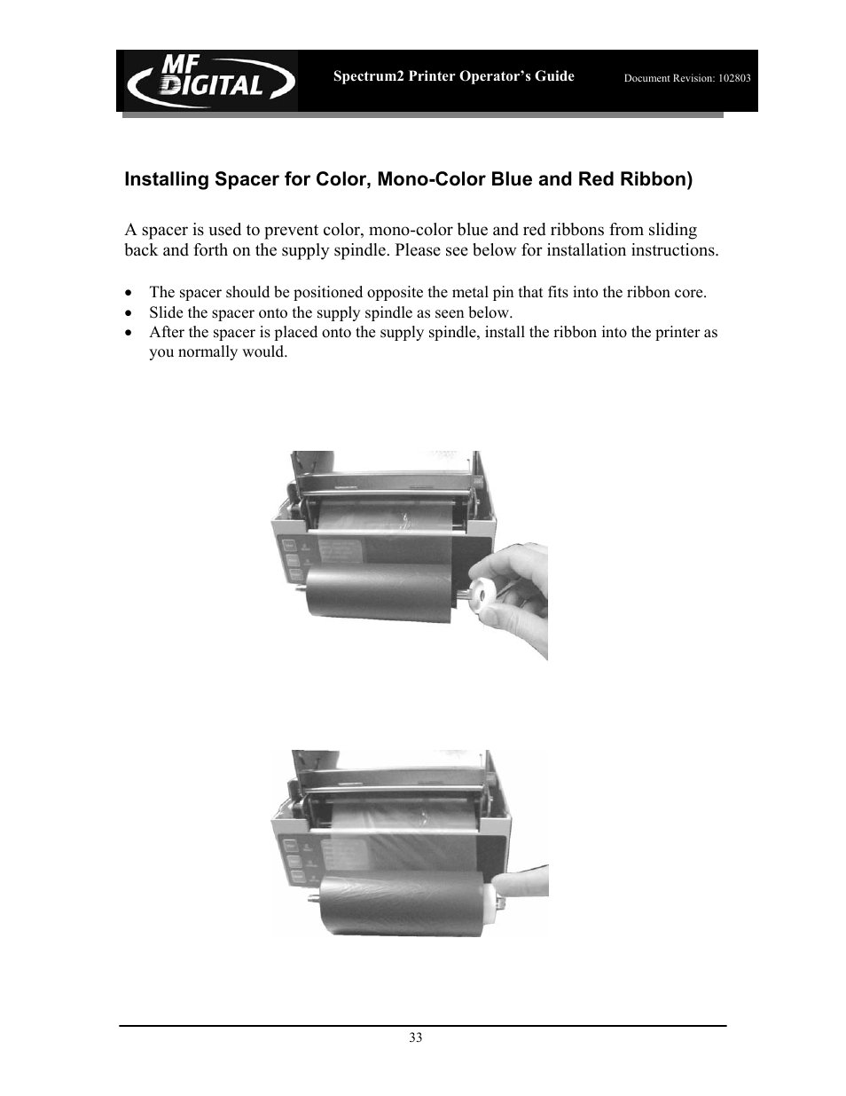 MF Digital Spectrum 2 Thermal User Manual | Page 34 / 77