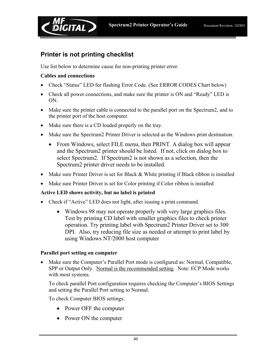 MF Digital Spectrum 2 Thermal User Manual | Page 41 / 77