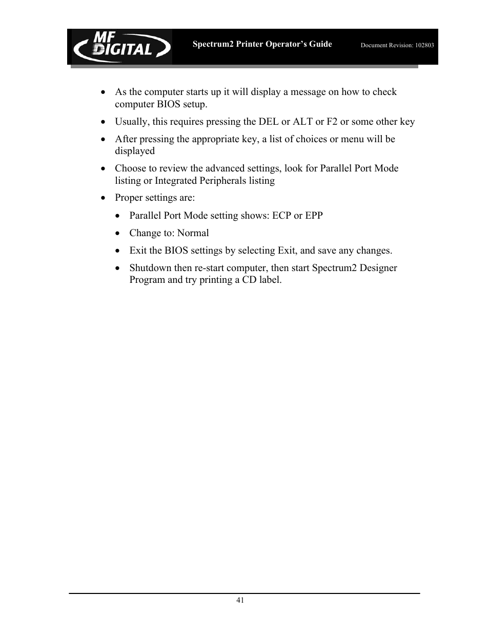 MF Digital Spectrum 2 Thermal User Manual | Page 42 / 77
