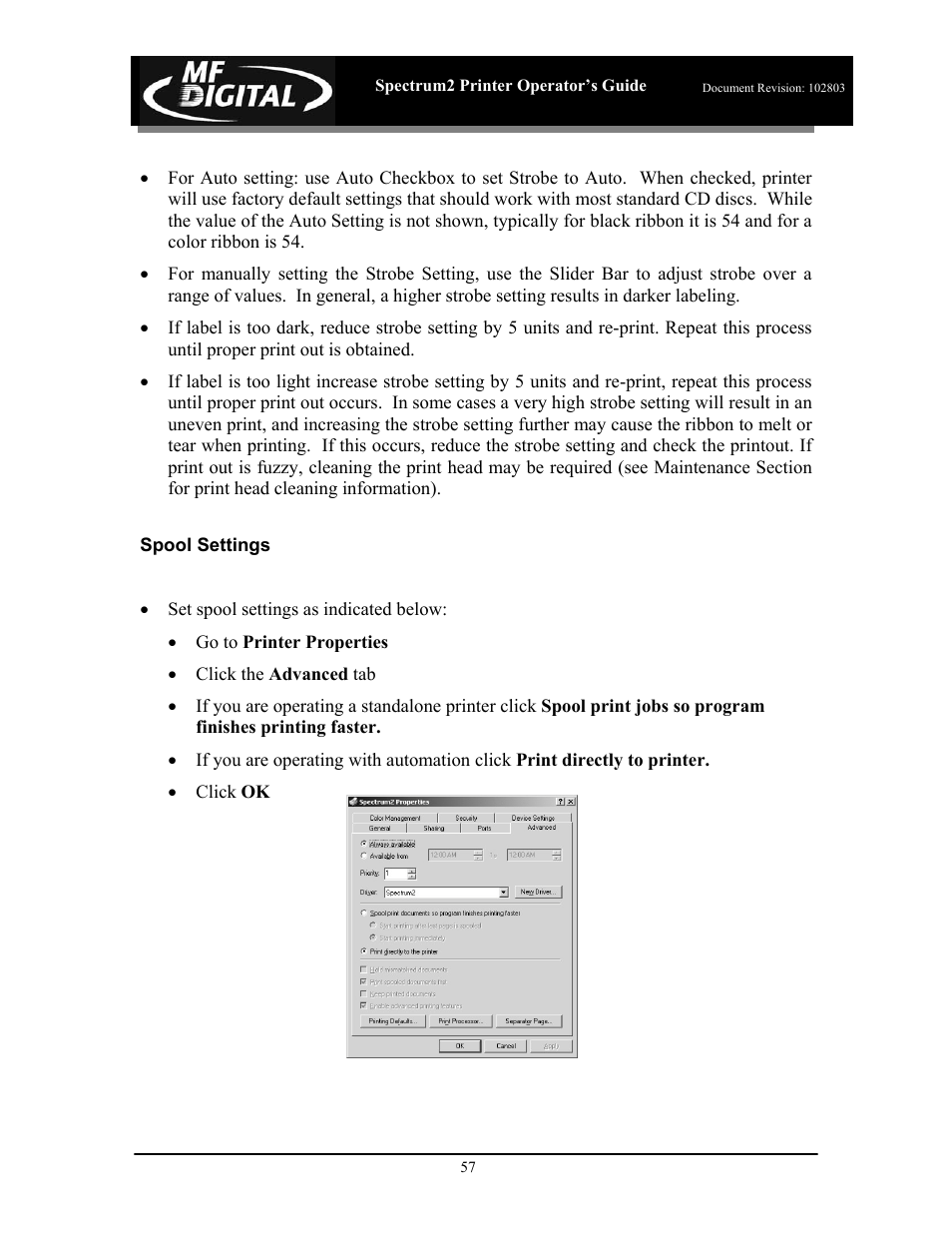 MF Digital Spectrum 2 Thermal User Manual | Page 58 / 77