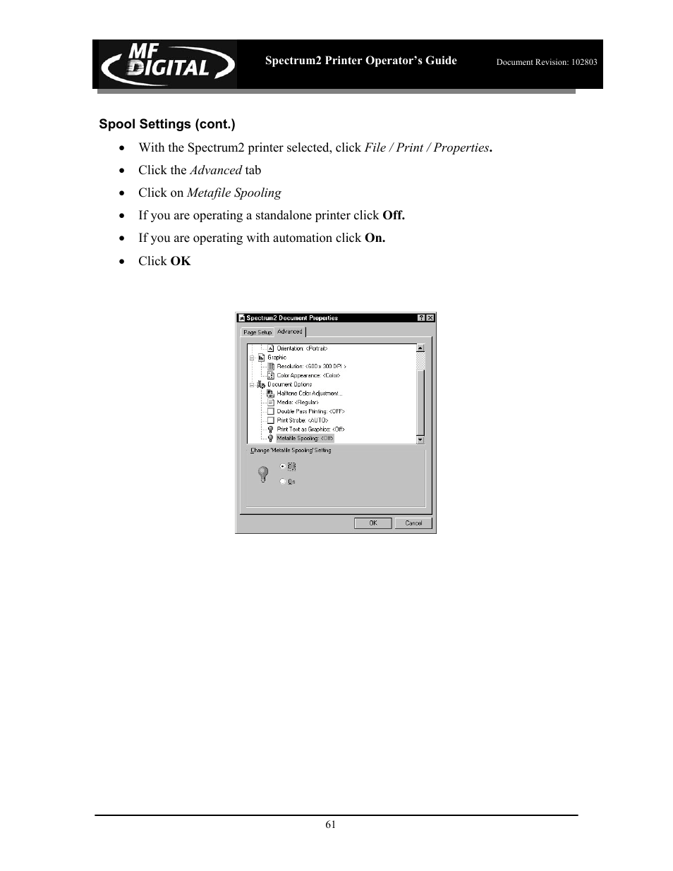 MF Digital Spectrum 2 Thermal User Manual | Page 62 / 77