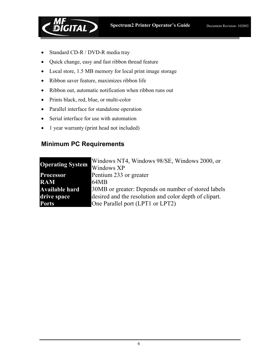 MF Digital Spectrum 2 Thermal User Manual | Page 7 / 77