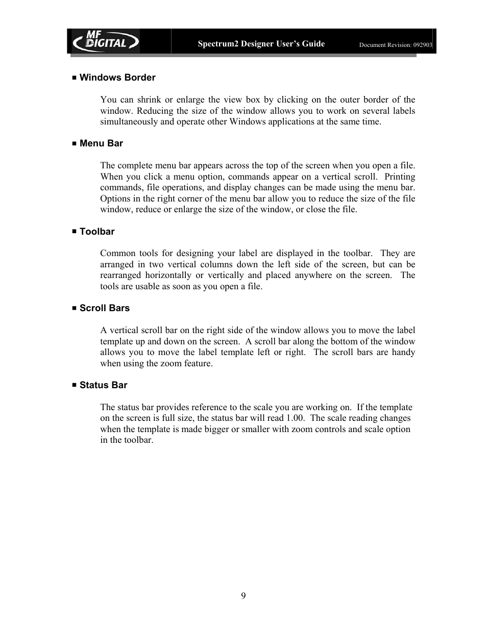 MF Digital Spectrum 2 Designer User Manual | Page 10 / 37