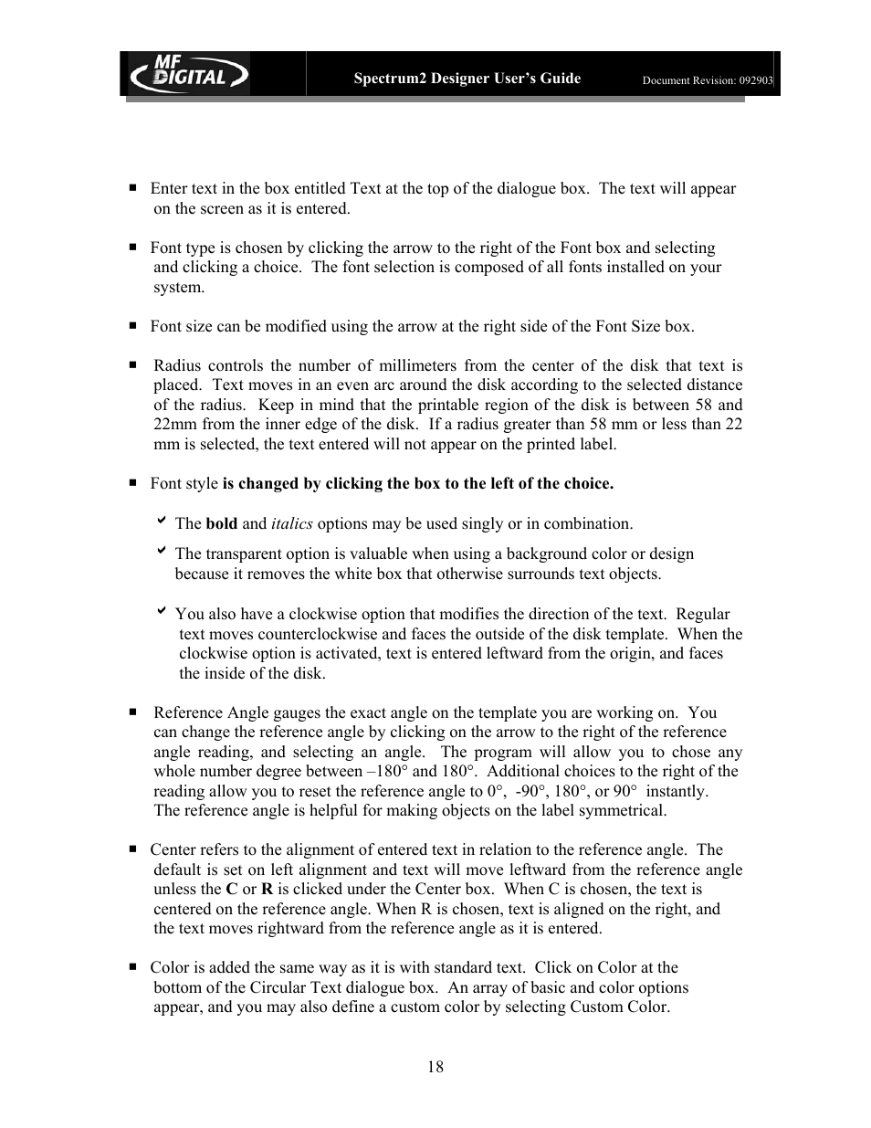 MF Digital Spectrum 2 Designer User Manual | Page 19 / 37