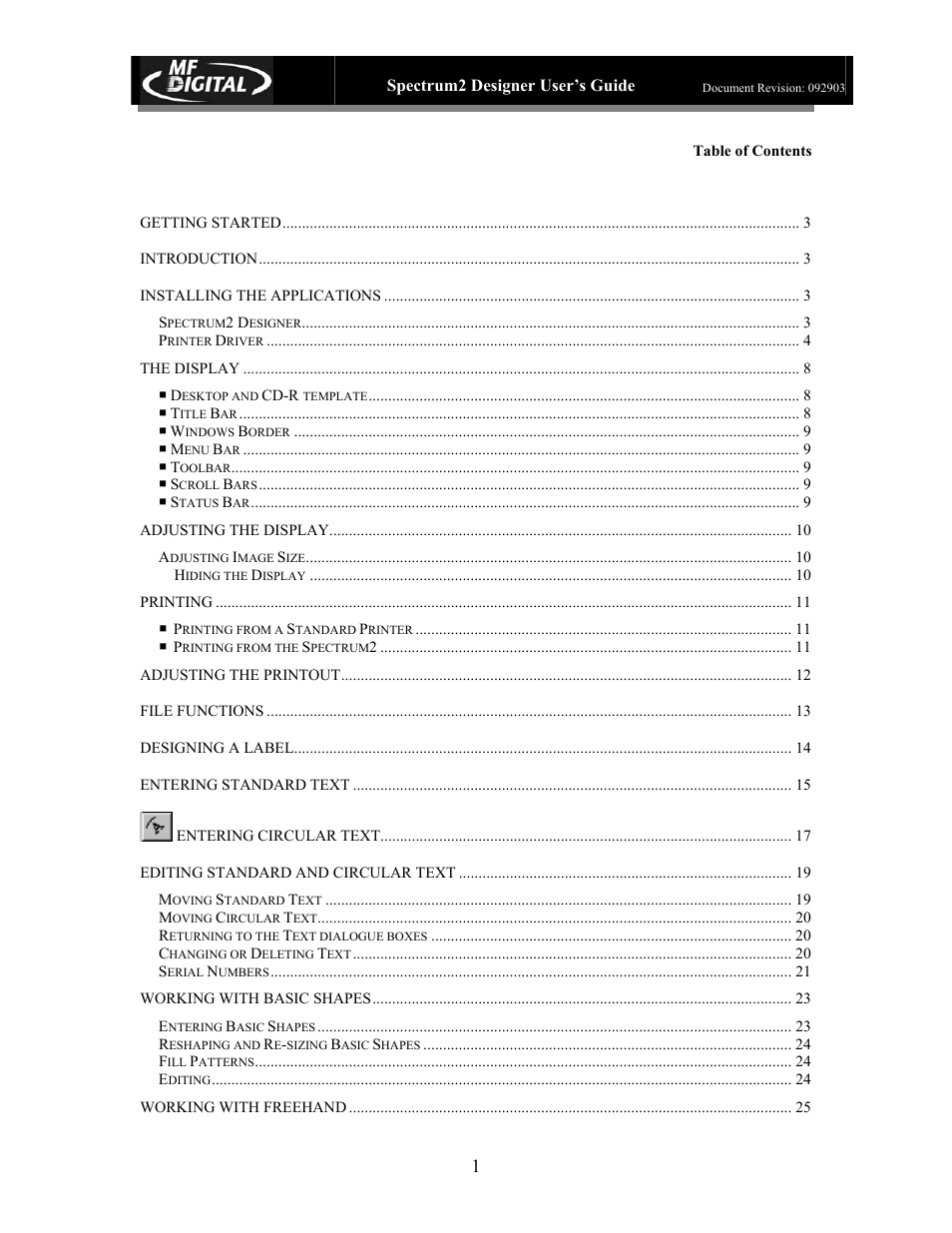 MF Digital Spectrum 2 Designer User Manual | Page 2 / 37