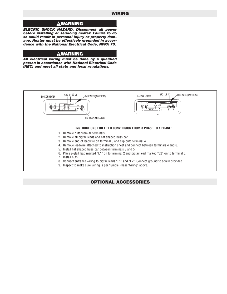 Optional accessories, Wiring | Chromalox PG433-1 User Manual | Page 3 / 6