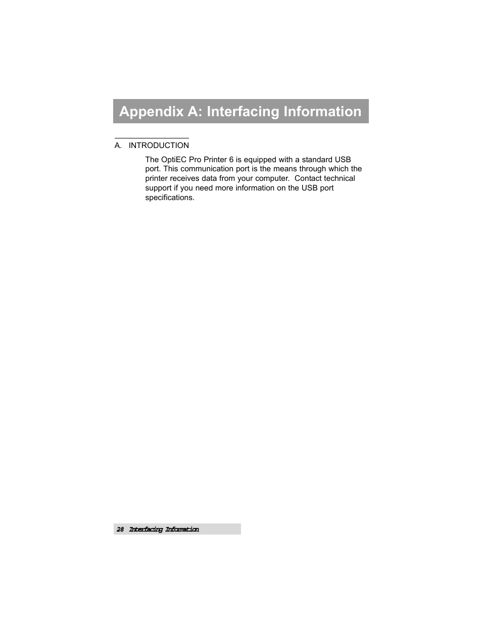 Appendix a: interfacing information | MF Digital OptiEC Pro 6 User Manual | Page 32 / 35