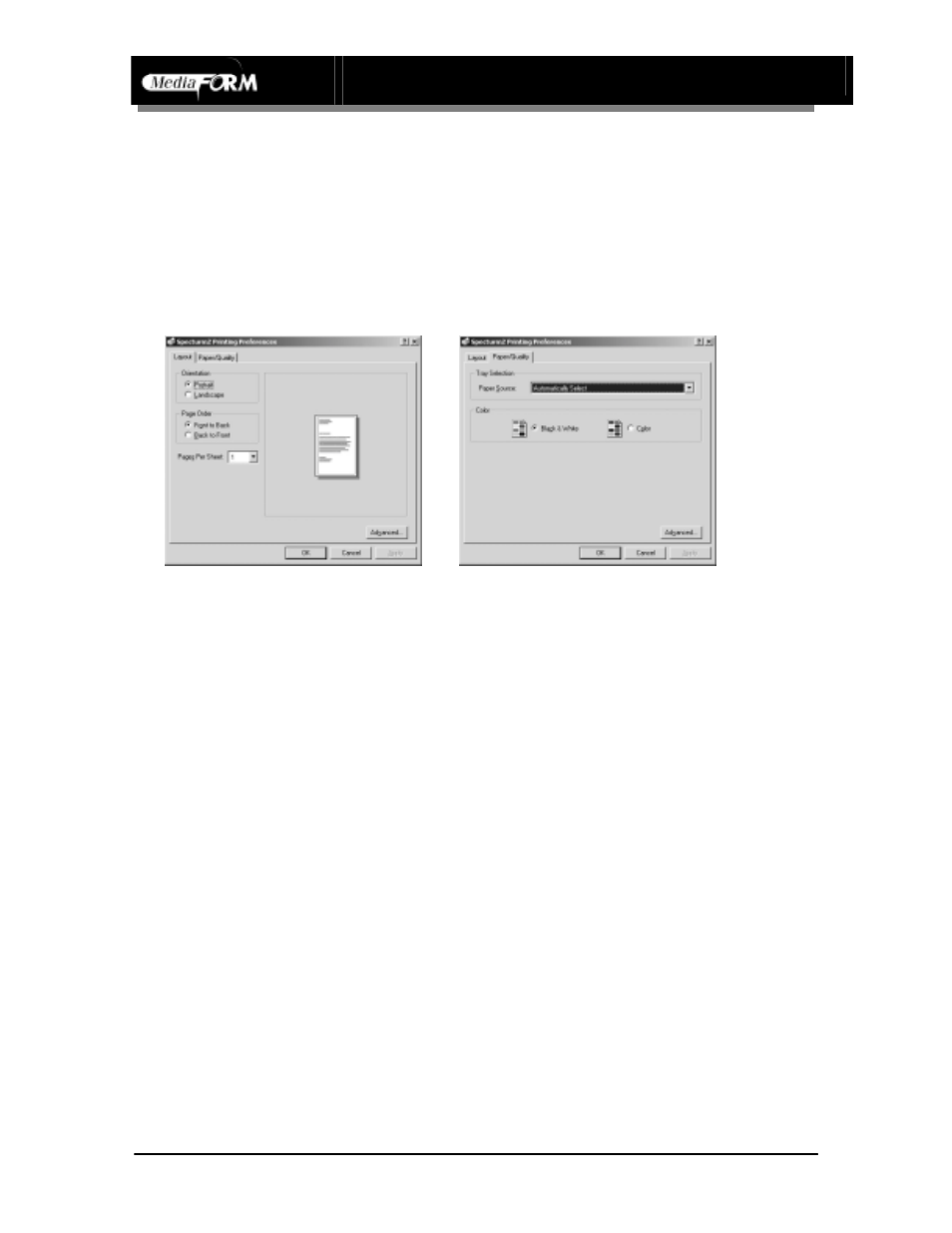 Printer driver settings: win 2000 / xp | MF Digital Spectrum 2 Thermal (Rev: 03/05/01) User Manual | Page 55 / 73