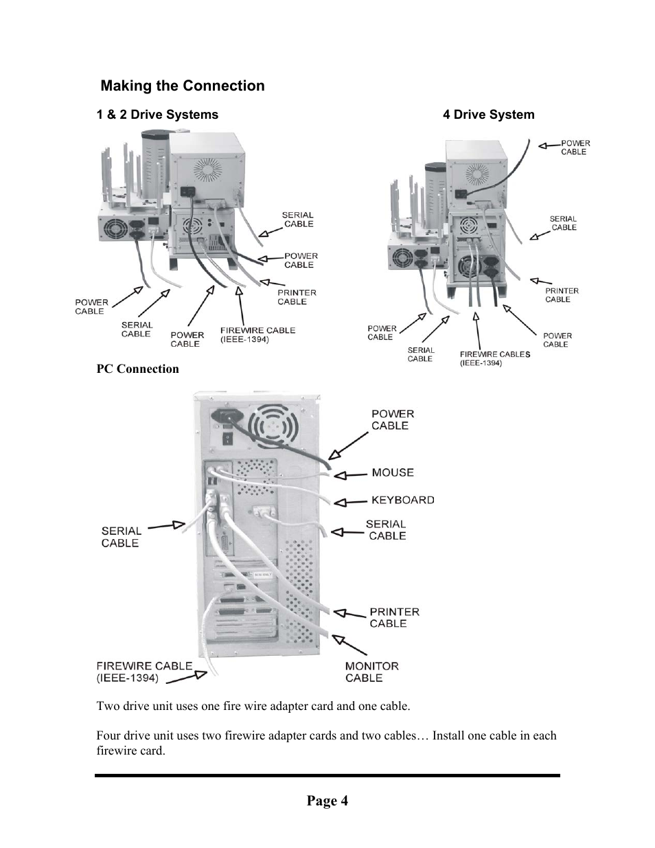 1 & 2 drive systems4 drive system, Pc connection | MF Digital Spectrum 2 Thermal Installation Guide User Manual | Page 4 / 11