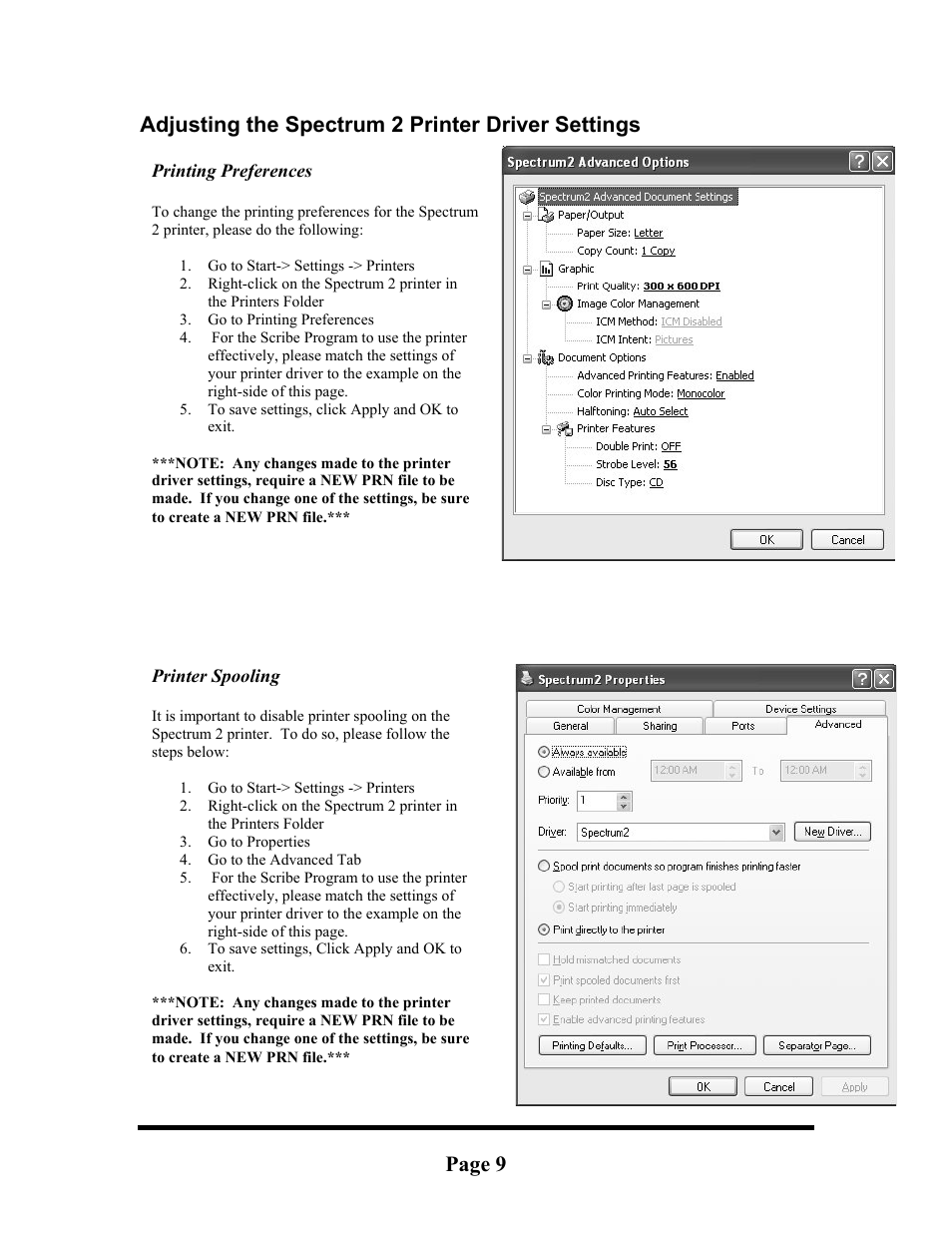 Adjusting the spectrum 2 printer driver settings, Aligning the drive tower, Page 9 | MF Digital Spectrum 2 Thermal Installation Guide User Manual | Page 9 / 11
