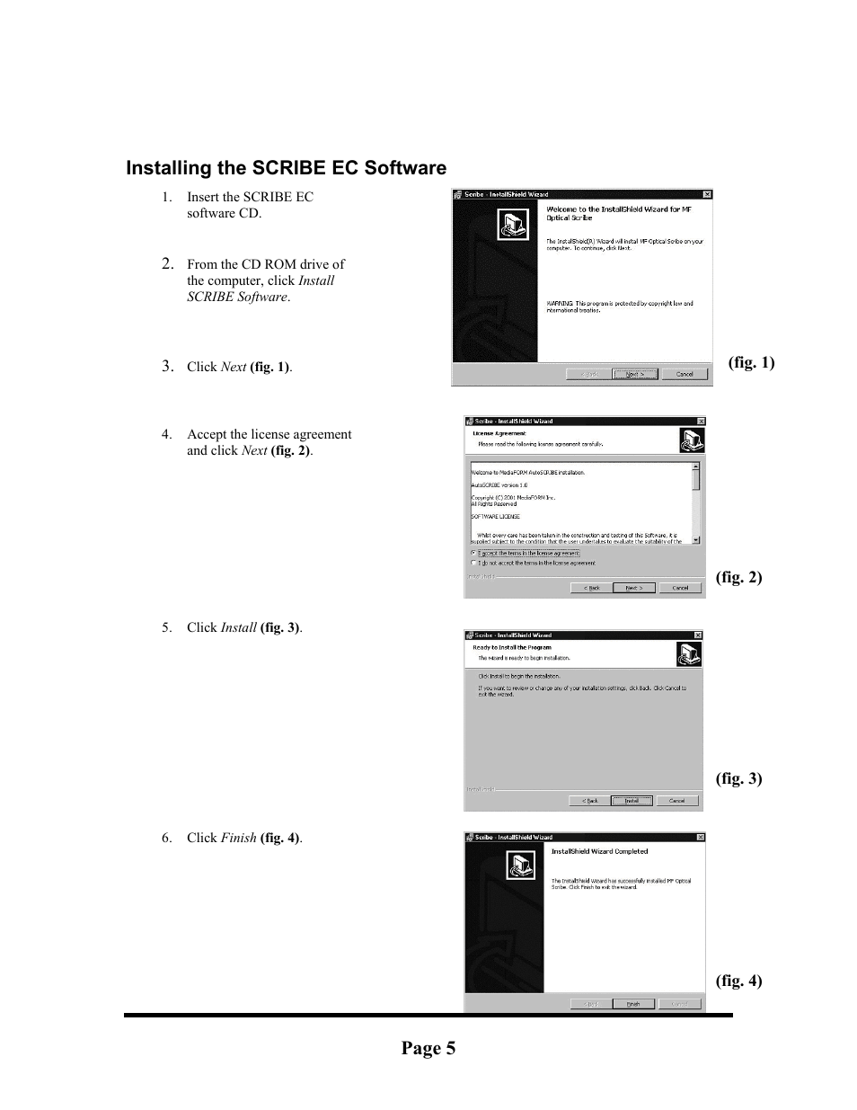 Installing the scribe ec software, Page 5 | MF Digital Signature IV Inkjet User Manual | Page 5 / 11