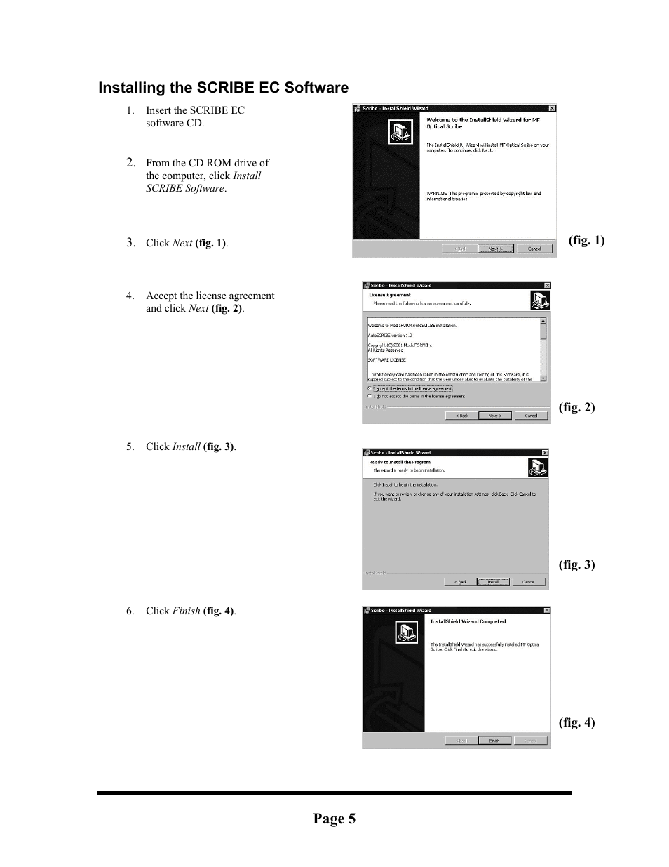 Installing the scribe ec software, Page 5 | MF Digital Signature Pro Inkjet User Manual | Page 5 / 11