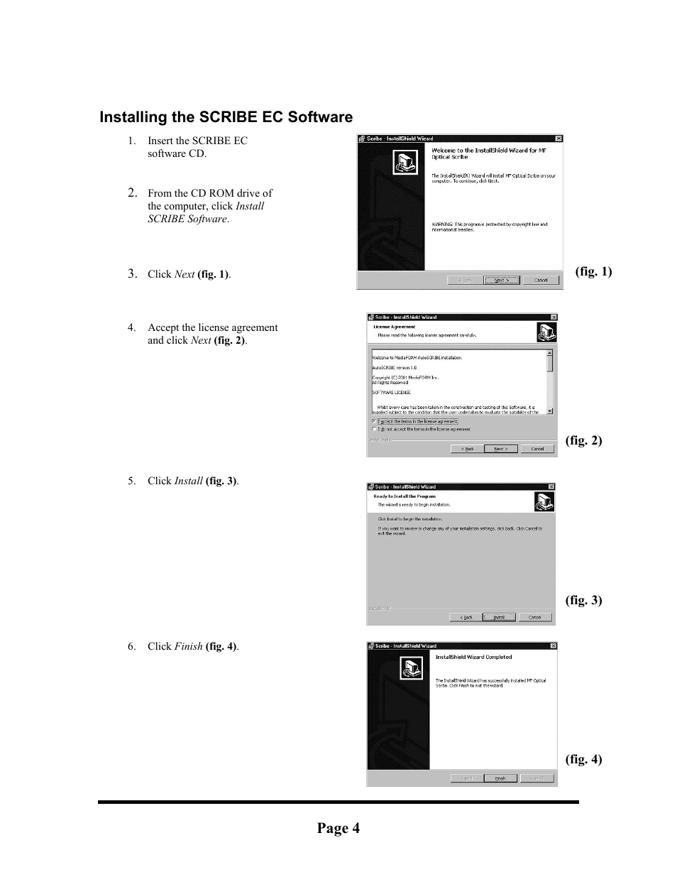 Installing the scribe ec software, Page 4 | MF Digital OptiEC User Manual | Page 4 / 10