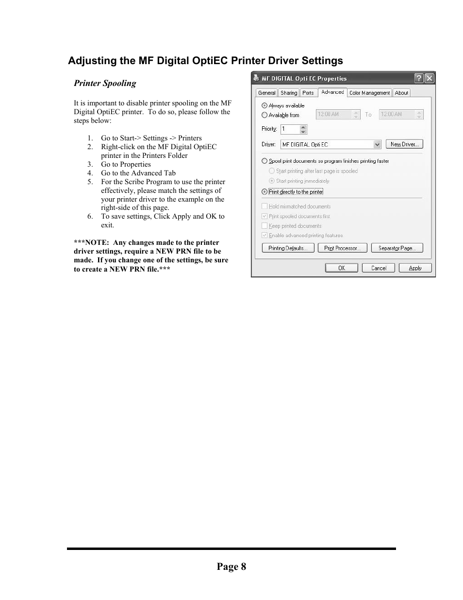 Aligning the drive tower, Page 8 | MF Digital OptiEC User Manual | Page 8 / 10