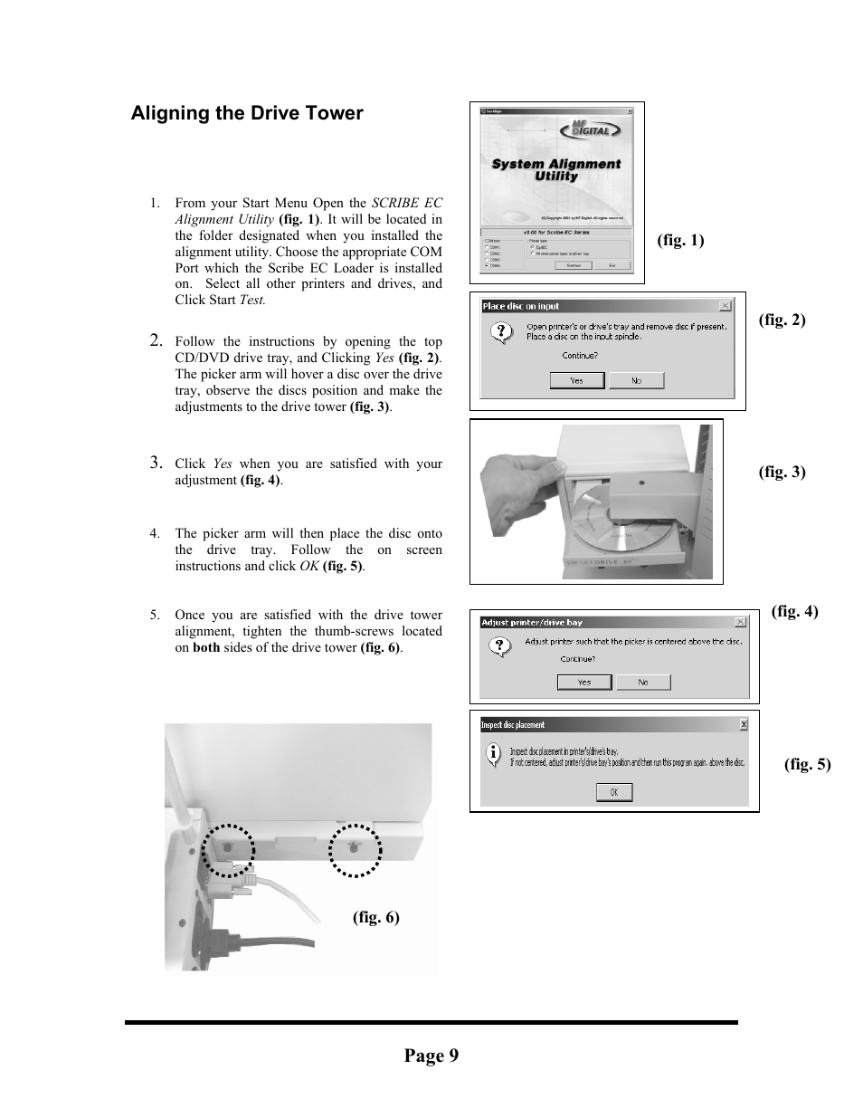 Aligning the mf digital optiec printer | MF Digital OptiEC User Manual | Page 9 / 10