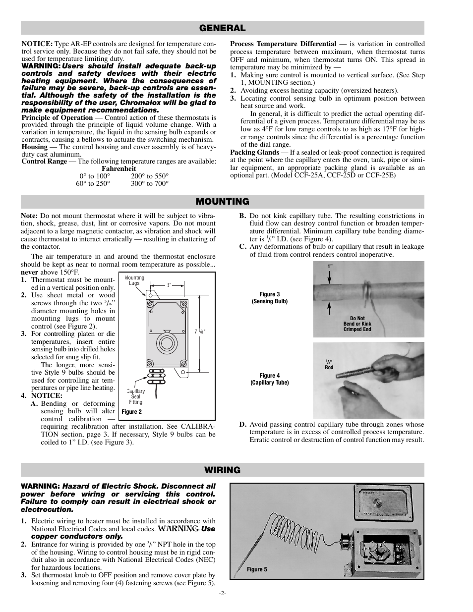 General, Wiring mounting | Chromalox PK413-4 User Manual | Page 2 / 6