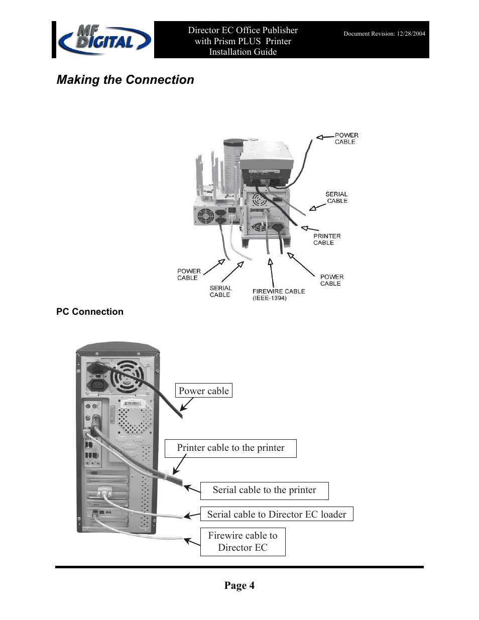 Making the connection | MF Digital Rimage Prism Plus Thermal User Manual | Page 4 / 15