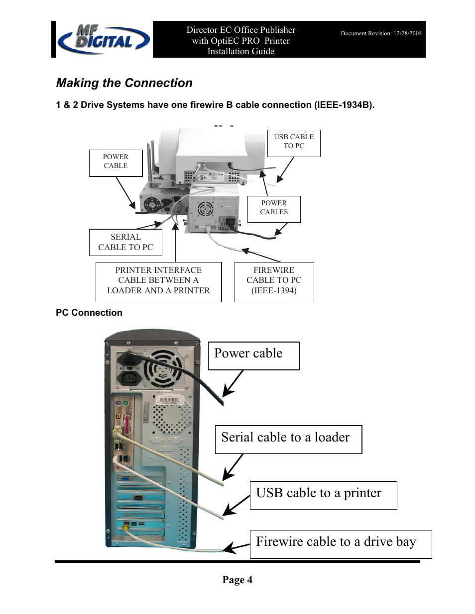 Making the connection | MF Digital DirectorEC OP OptiEC PRO User Manual | Page 4 / 14